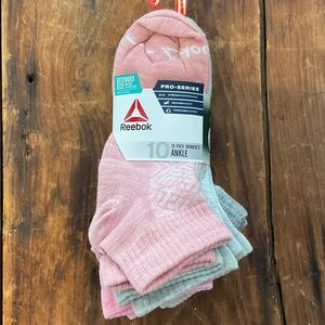 Reebok Women's Athletic Ankle Socks - Pink and Gray